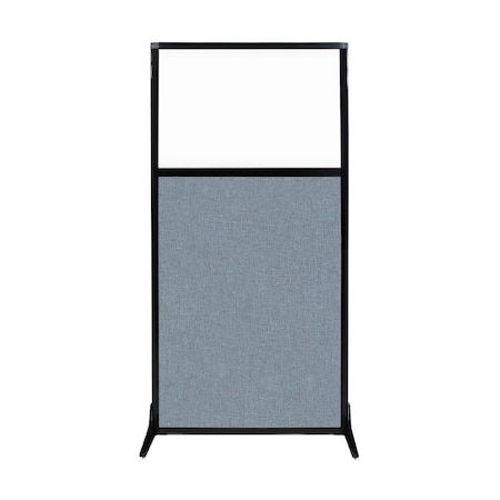 Versare Work Station Screen 33" x 70" Powder Blue Fabric With Clear Window 1840104